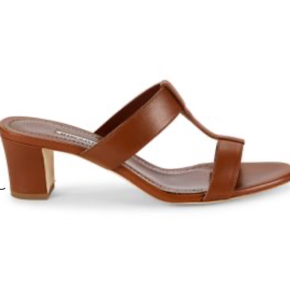Manolo Blahnik Kesbihi TStrap Leather Women's Heels Sandals - 38